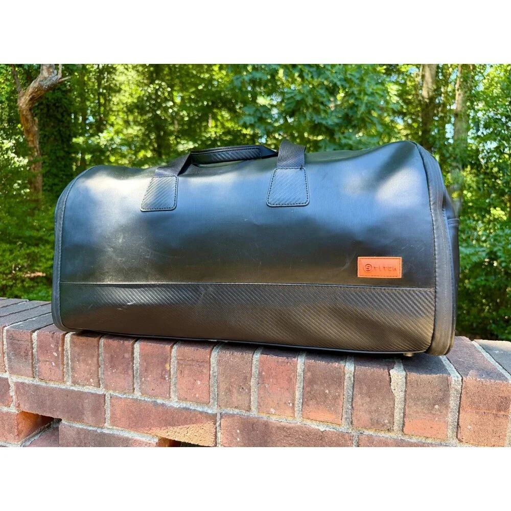 Stitch Golf Ultimate Garment Bag Carbon Fiber Black Leather Duffle Bag SEE PICS!